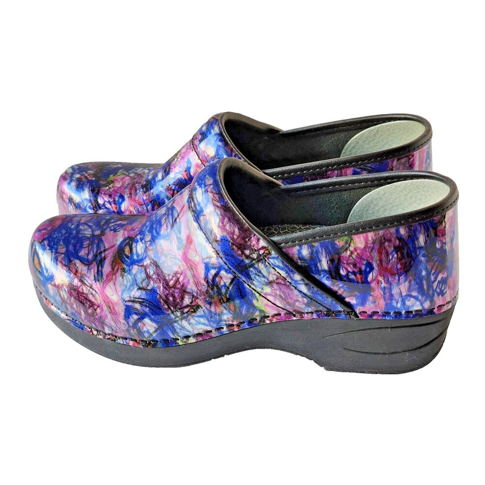 Dansko XP 2.0 Patent Leather Clog Womens EU 38 US 7.5 8 Multicolor Swirl